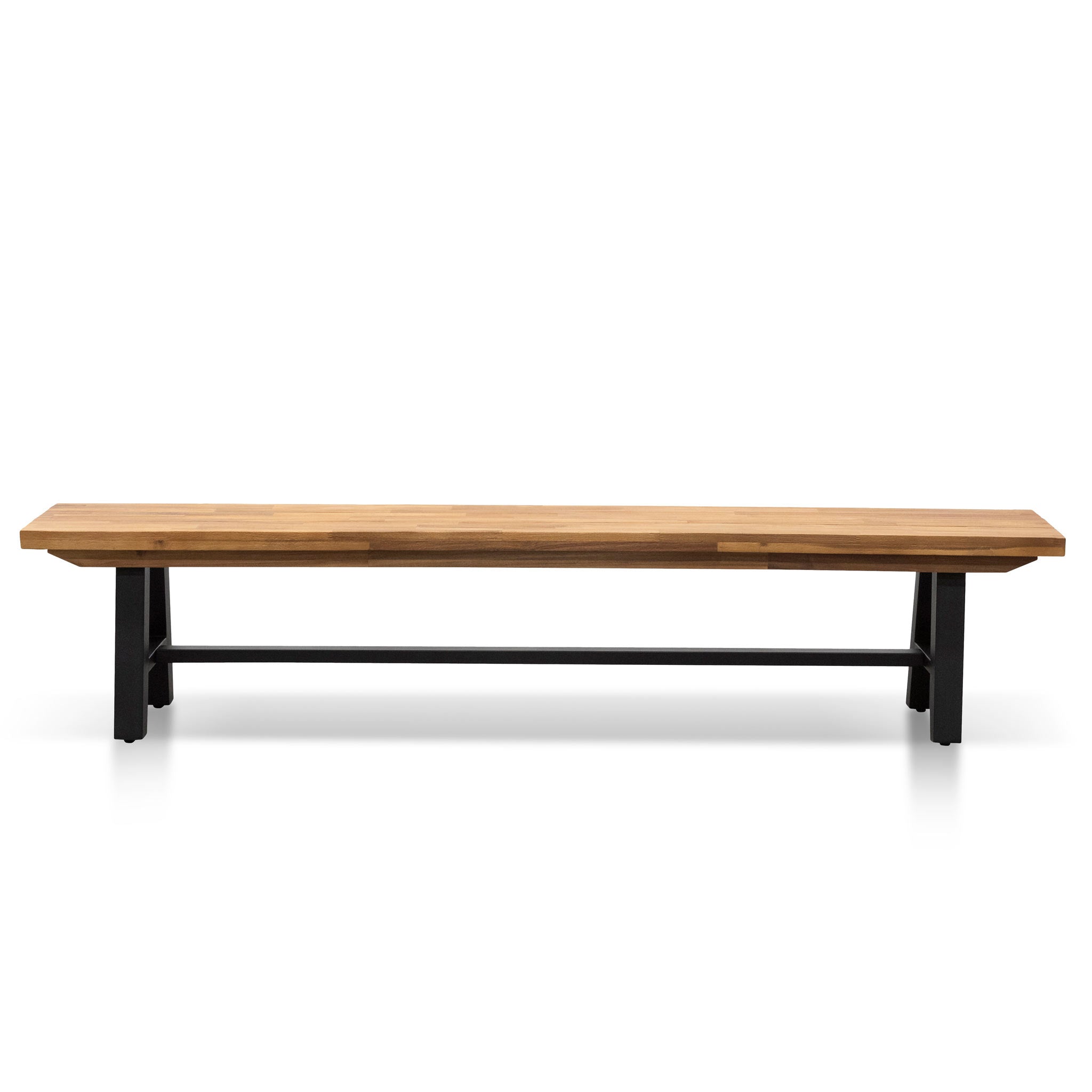 Outdoor Wooden Bergamo Bench- Natural Top and Black Legs