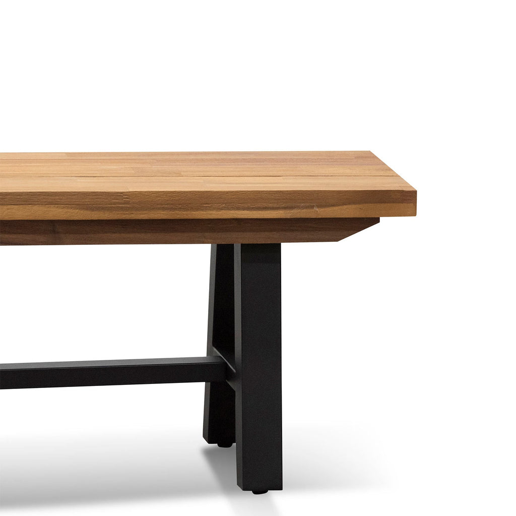 Outdoor Wooden Bergamo Bench- Natural Top and Black Legs