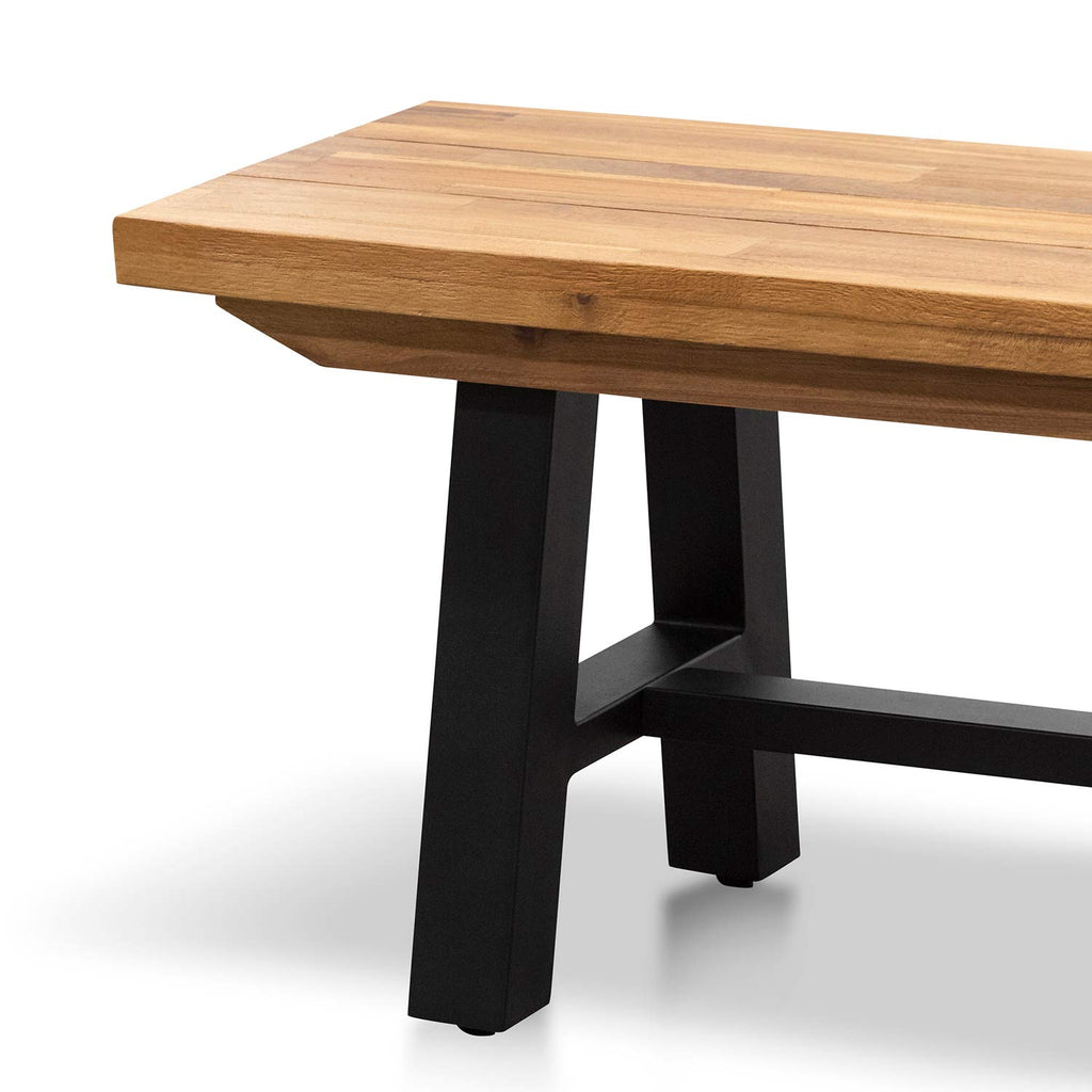 Outdoor Wooden Bergamo Bench- Natural Top and Black Legs