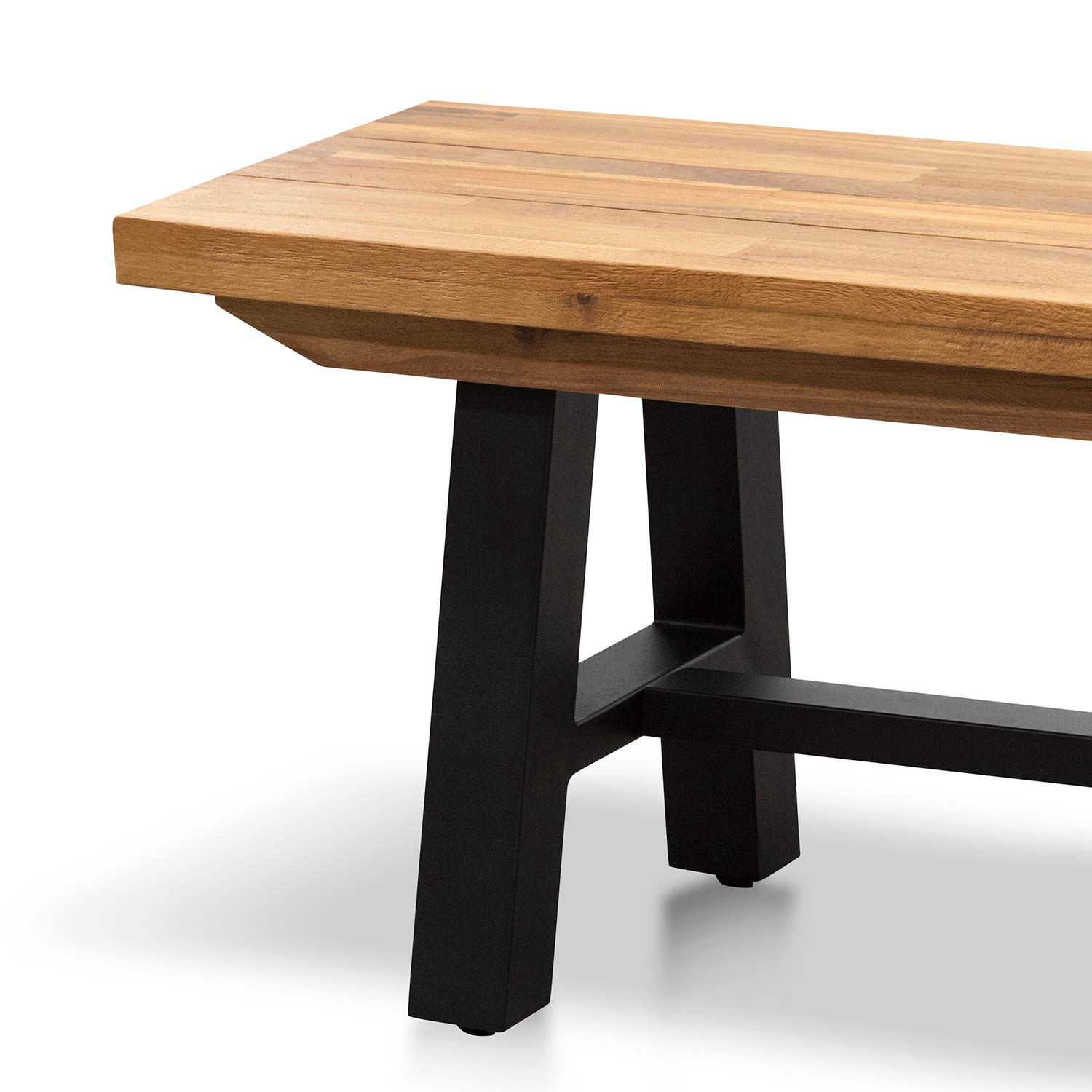 Outdoor Wooden Bergamo Bench- Natural Top and Black Legs