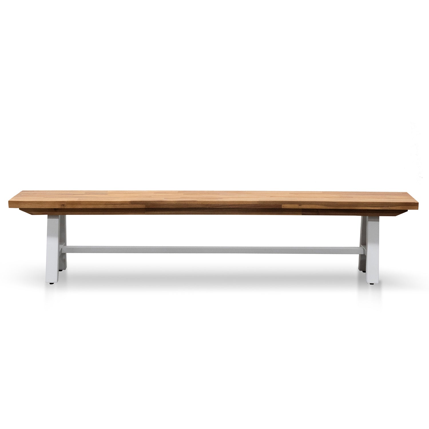 Outdoor Wooden Bergamo Bench- Natural Top and White Legs