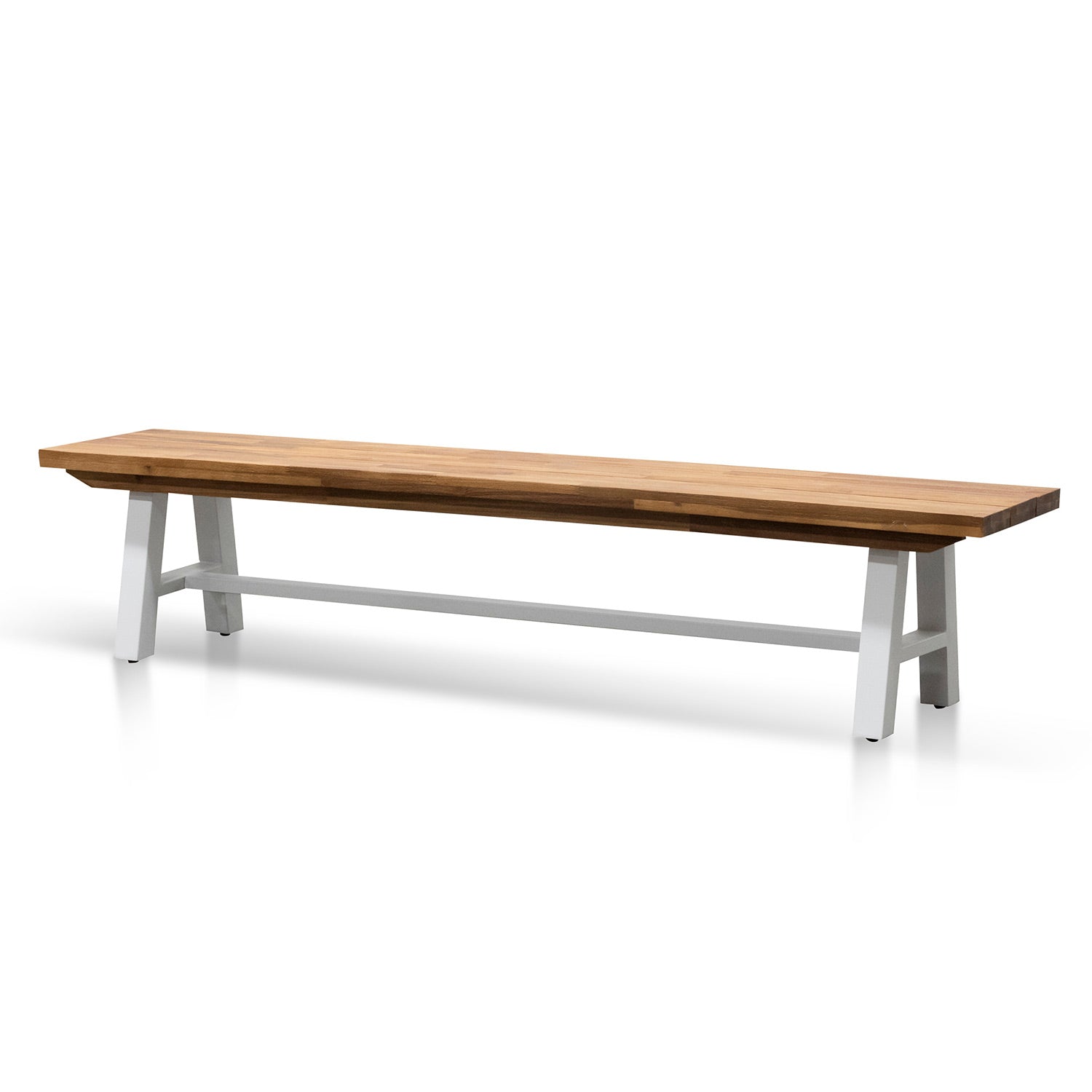 Outdoor Wooden Bergamo Bench- Natural Top and White Legs
