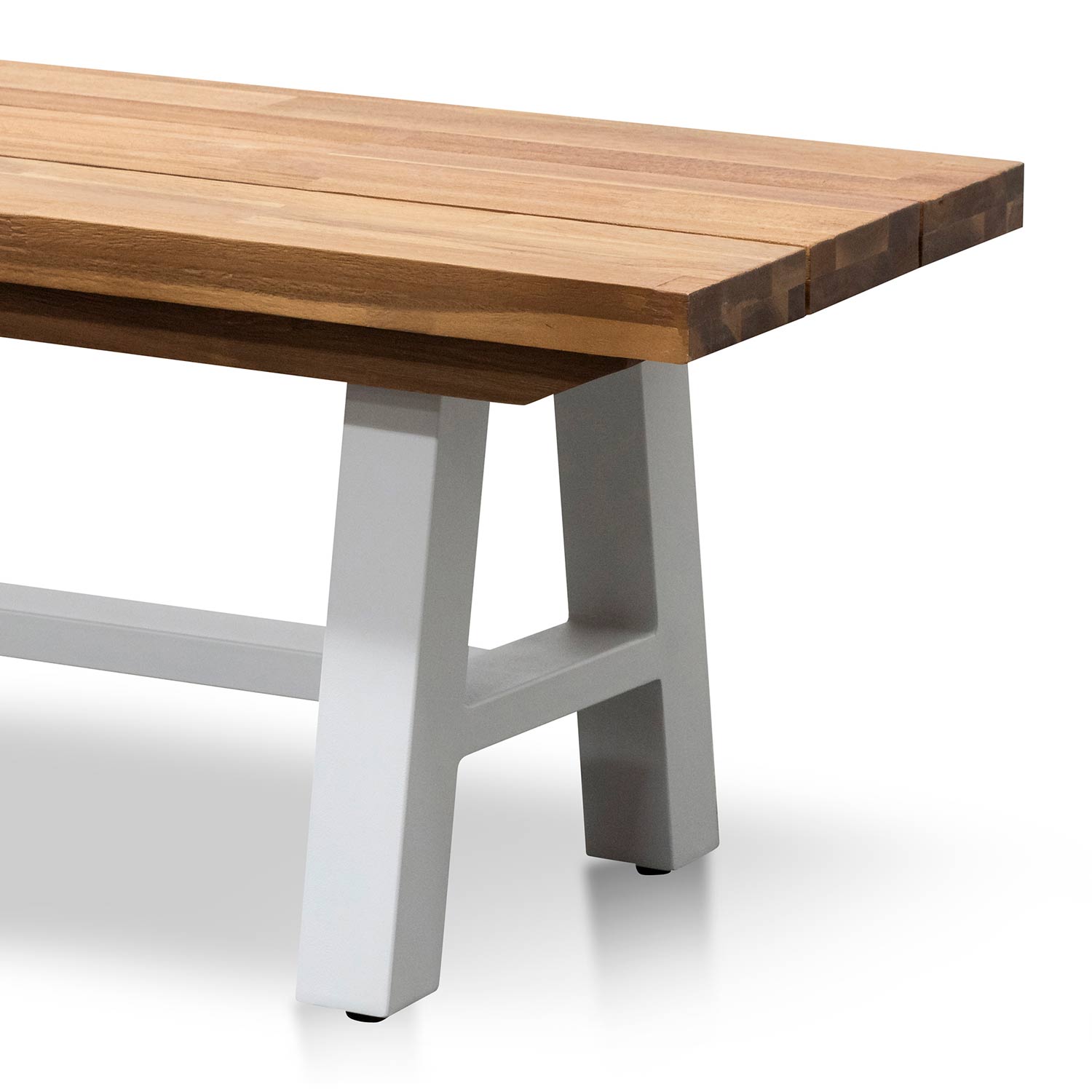 Outdoor Wooden Bergamo Bench- Natural Top and White Legs