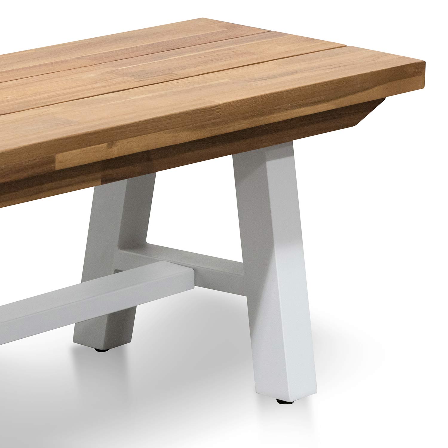 Outdoor Wooden Bergamo Bench- Natural Top and White Legs