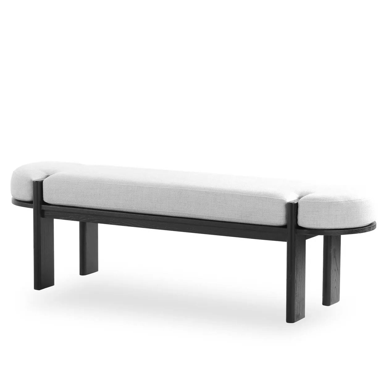 1.6m Black Elm Bergamo Bench- Natural Linen
