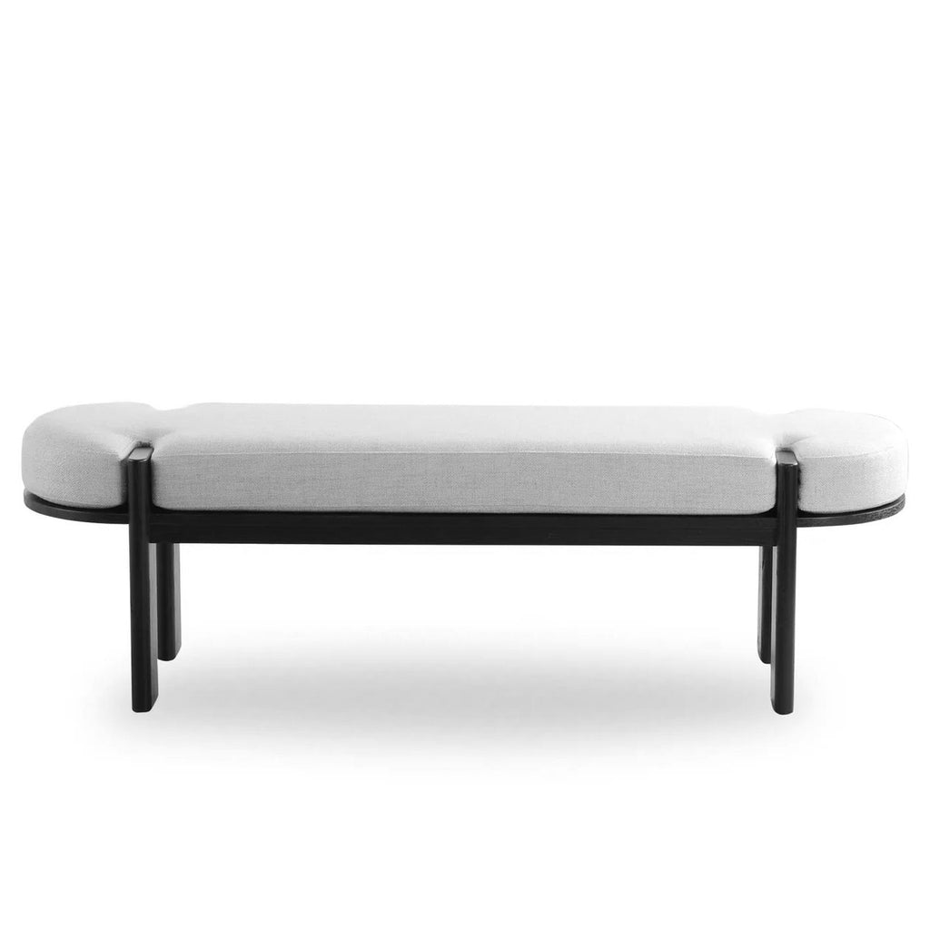 1.6m Black Elm Bergamo Bench- Natural Linen