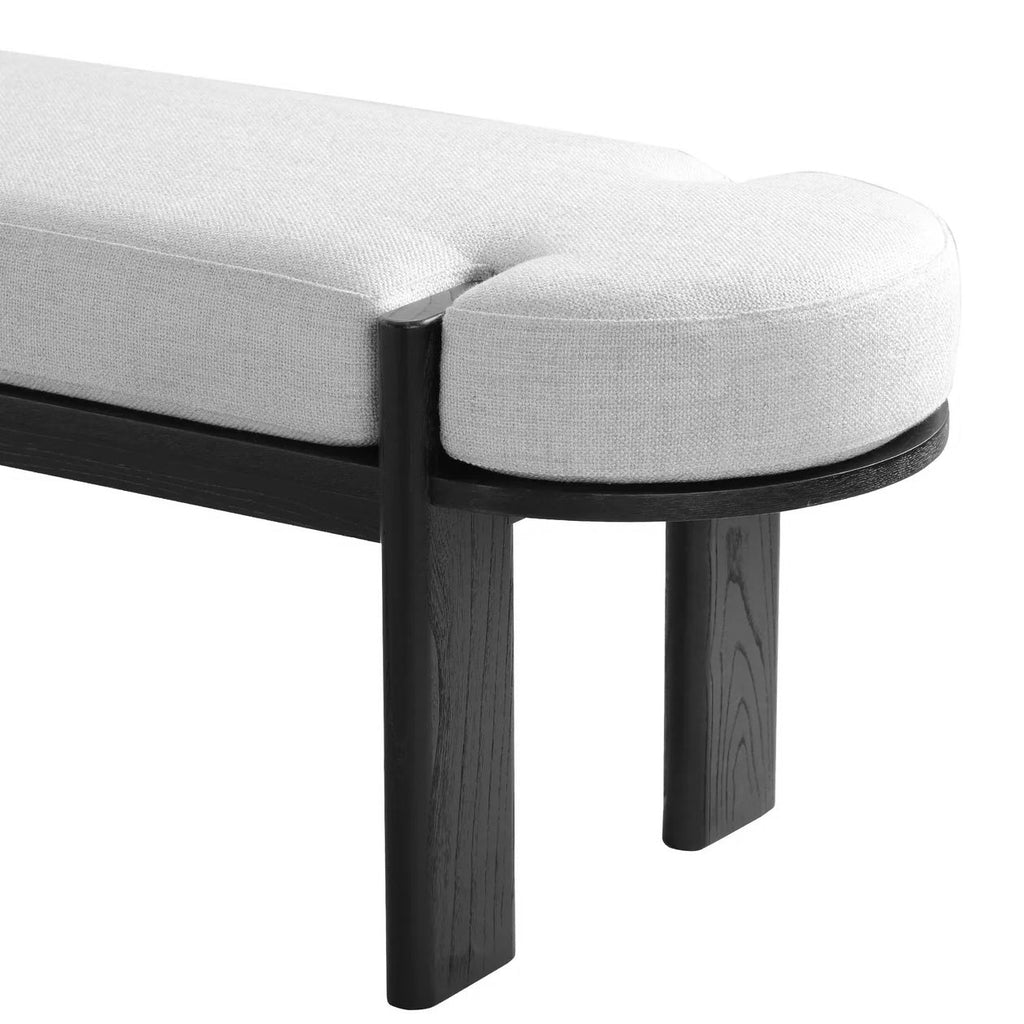 1.6m Black Elm Bergamo Bench- Natural Linen