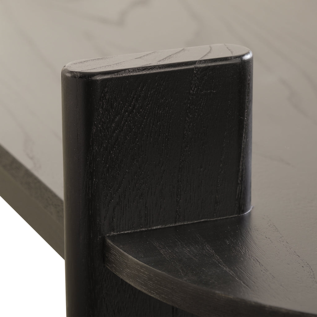 1.6m Black Elm Bergamo Bench- Natural Linen