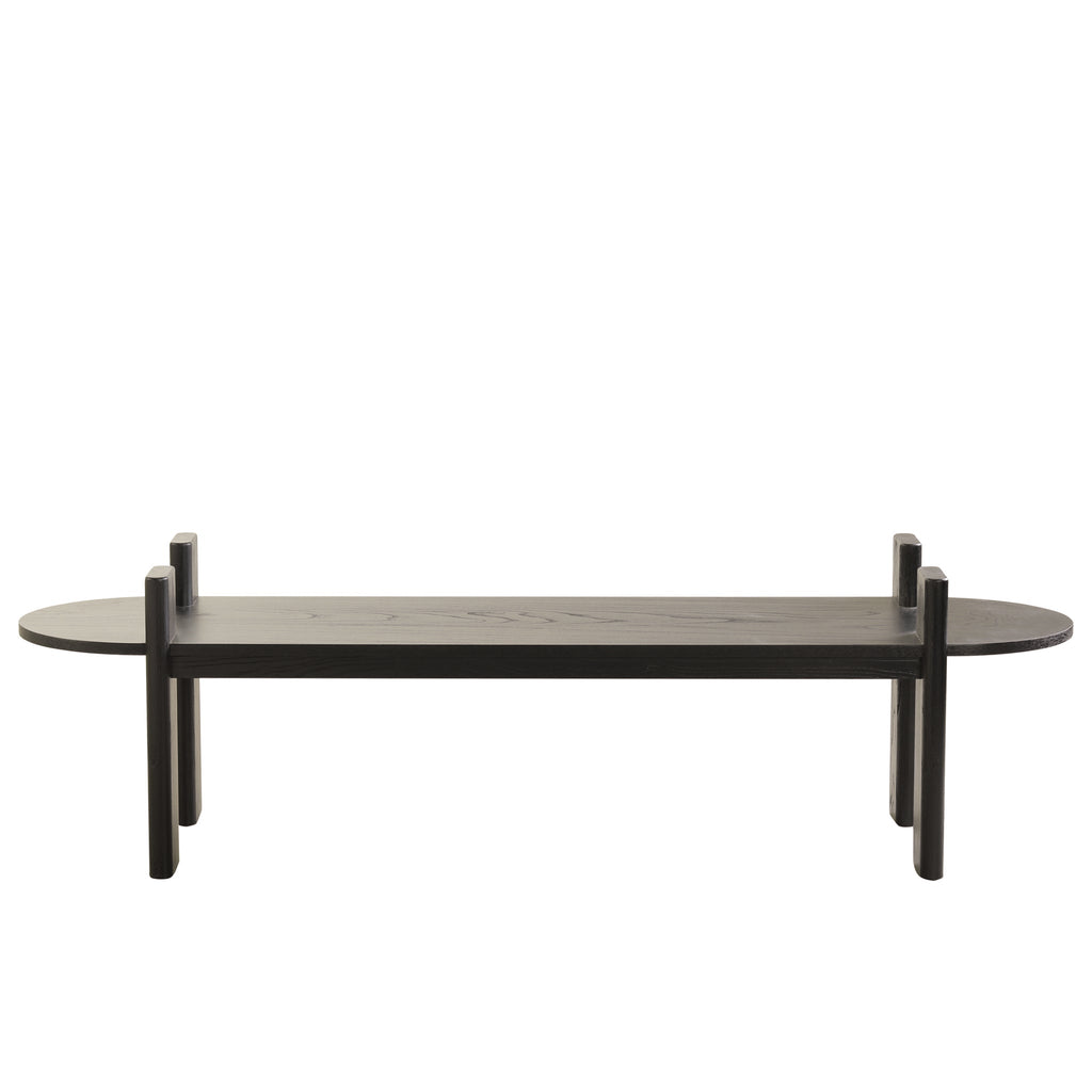 1.6m Black Elm Bergamo Bench- Natural Linen
