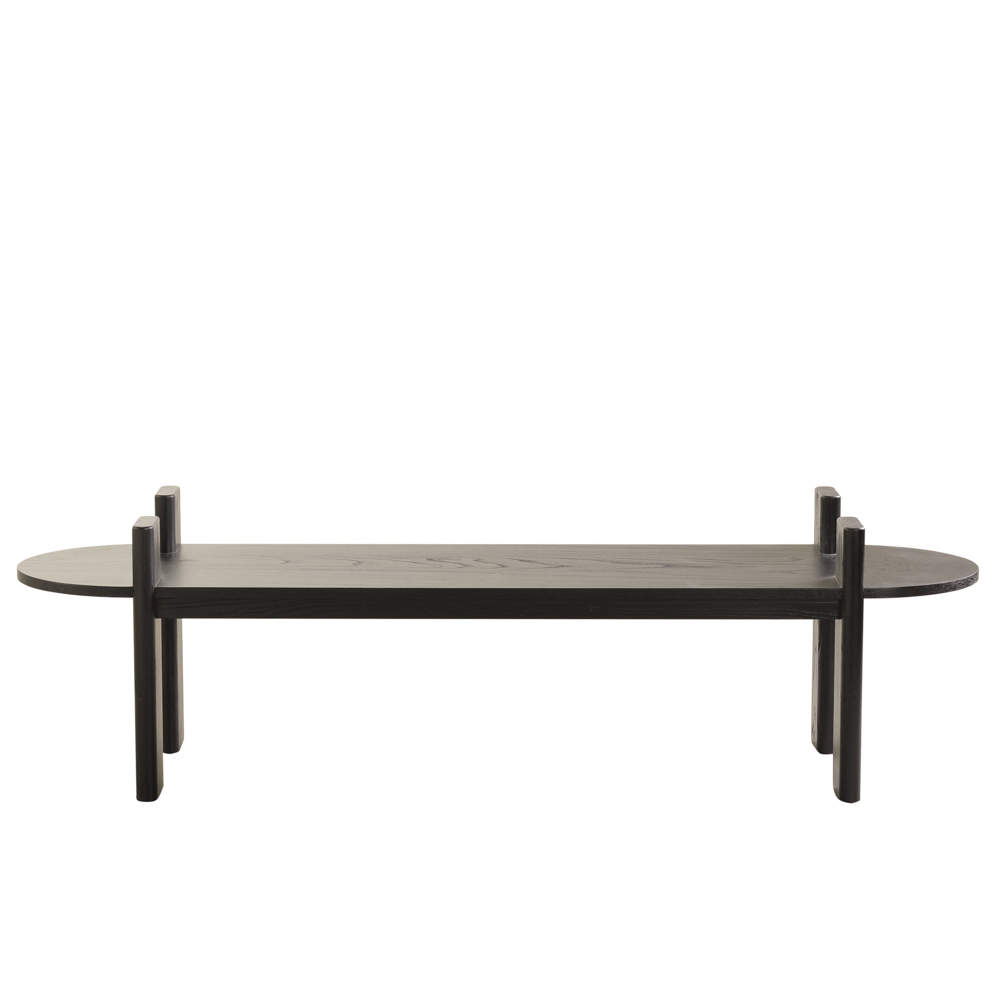 1.6m Black Elm Bergamo Bench- Natural Linen