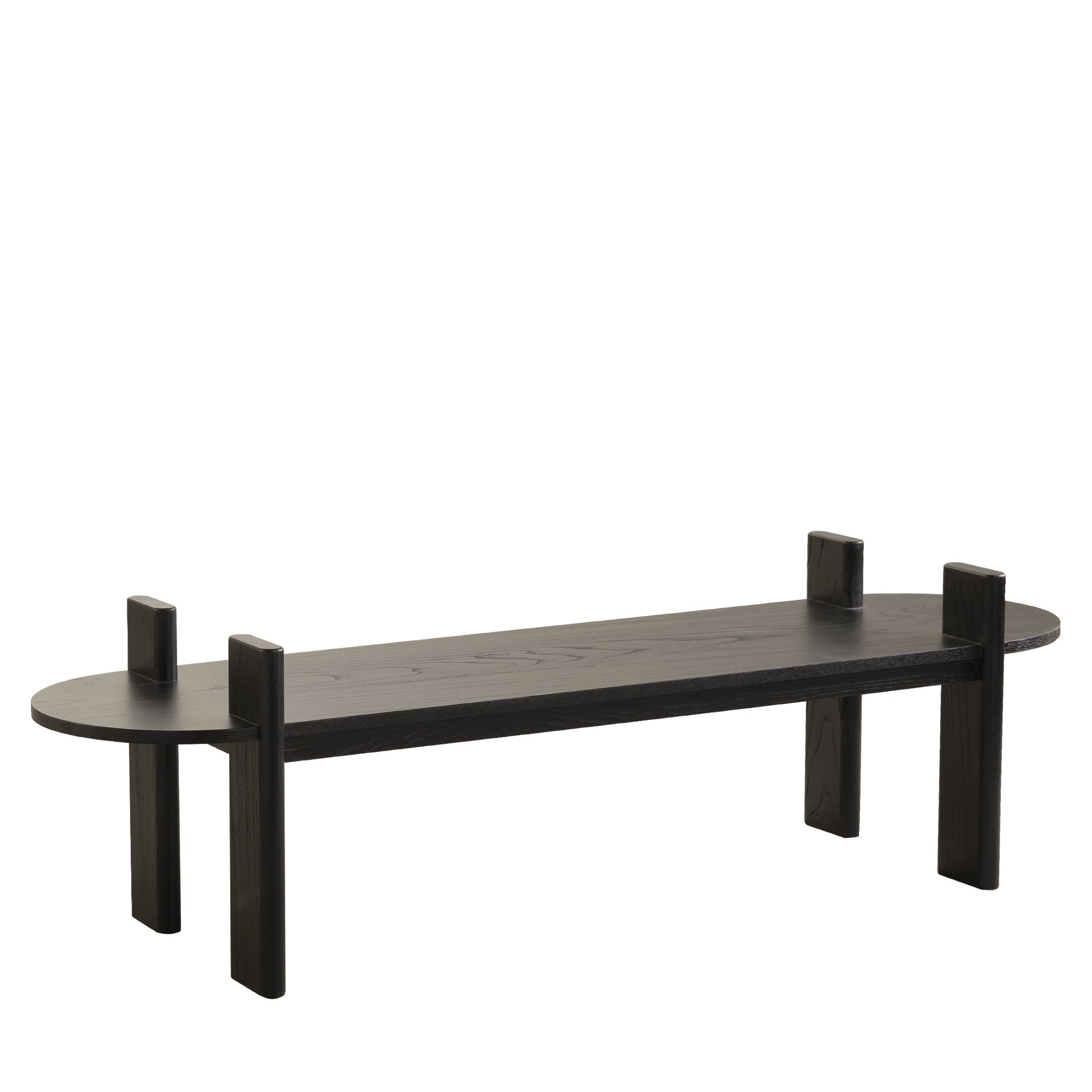 1.6m Black Elm Bergamo Bench- Natural Linen