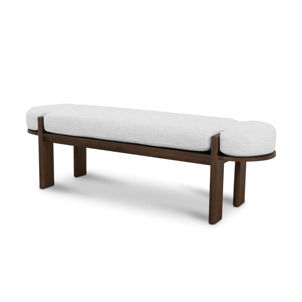 1.6m Walnut Elm Bergamo Bench- Natural Linen