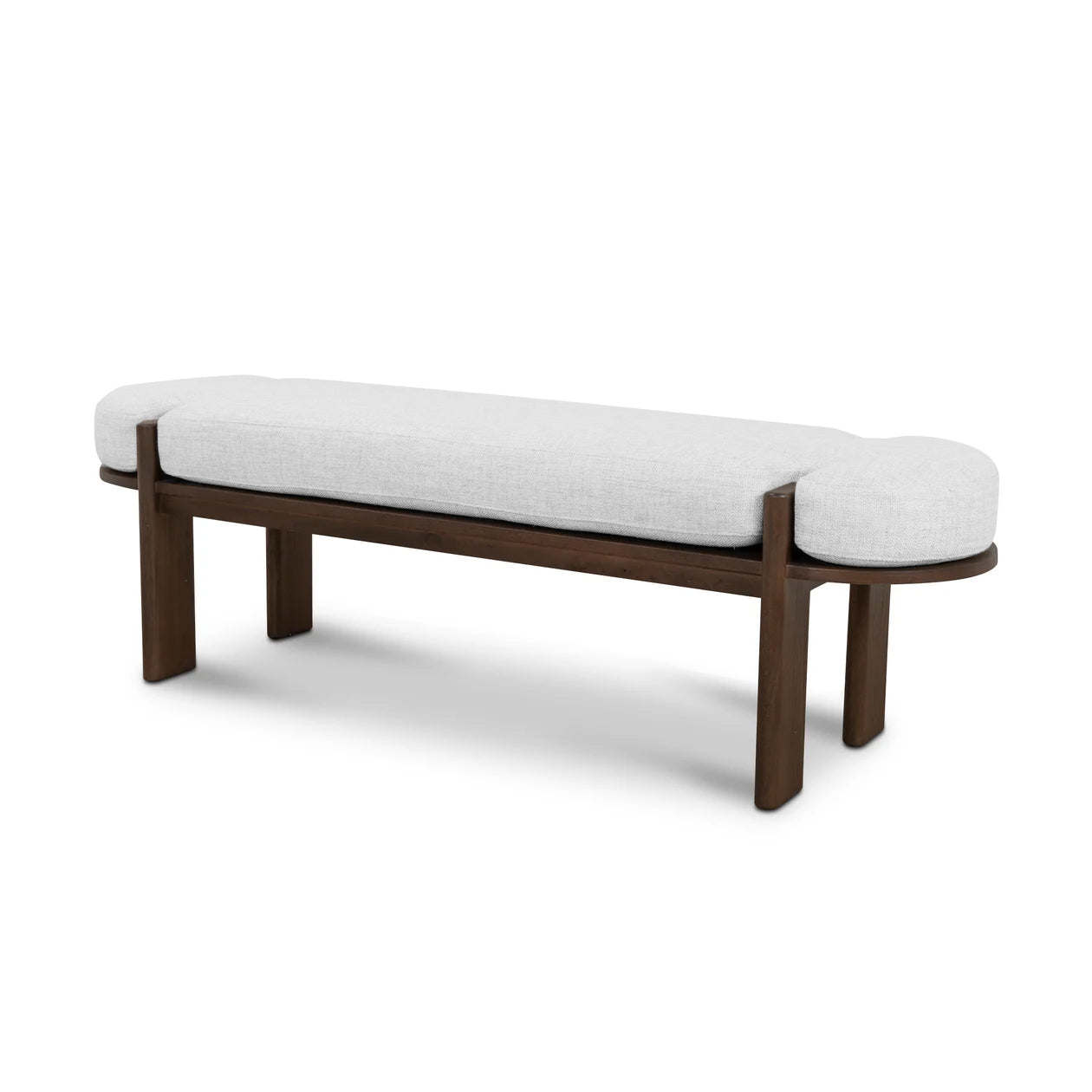 1.6m Walnut Elm Bergamo Bench- Natural Linen