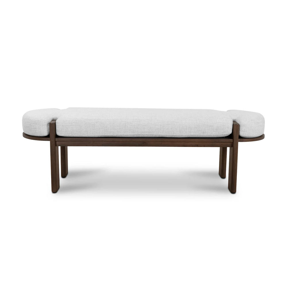 1.6m Walnut Elm Bergamo Bench- Natural Linen