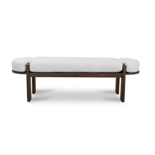 1.6m Walnut Elm Bergamo Bench- Natural Linen