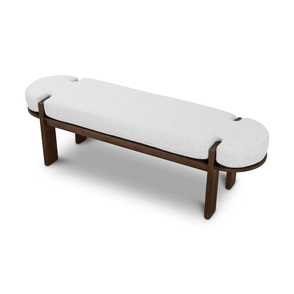 1.6m Walnut Elm Bergamo Bench- Natural Linen