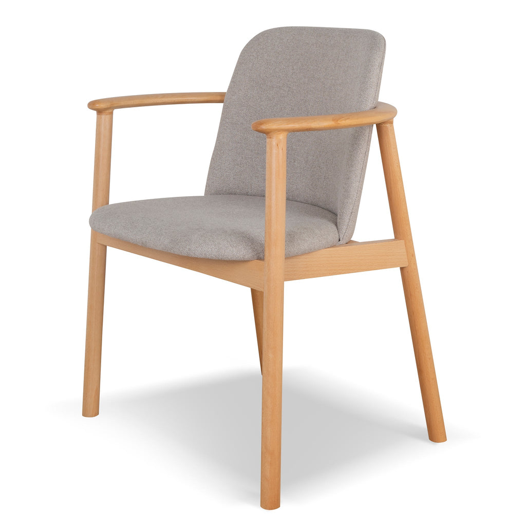 of 2 - CDC10055-SDx2 Natural Dining Armchair - Grey Seat