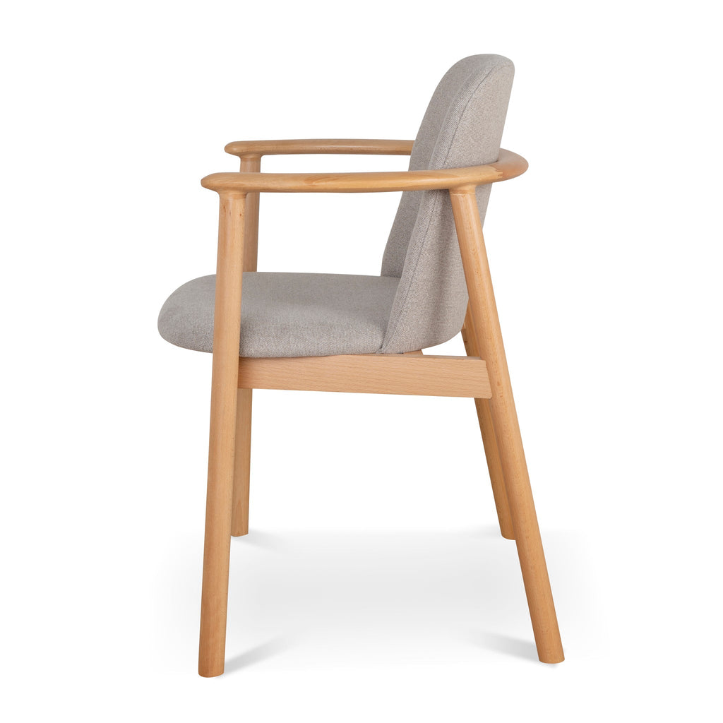 of 2 - CDC10055-SDx2 Natural Dining Armchair - Grey Seat