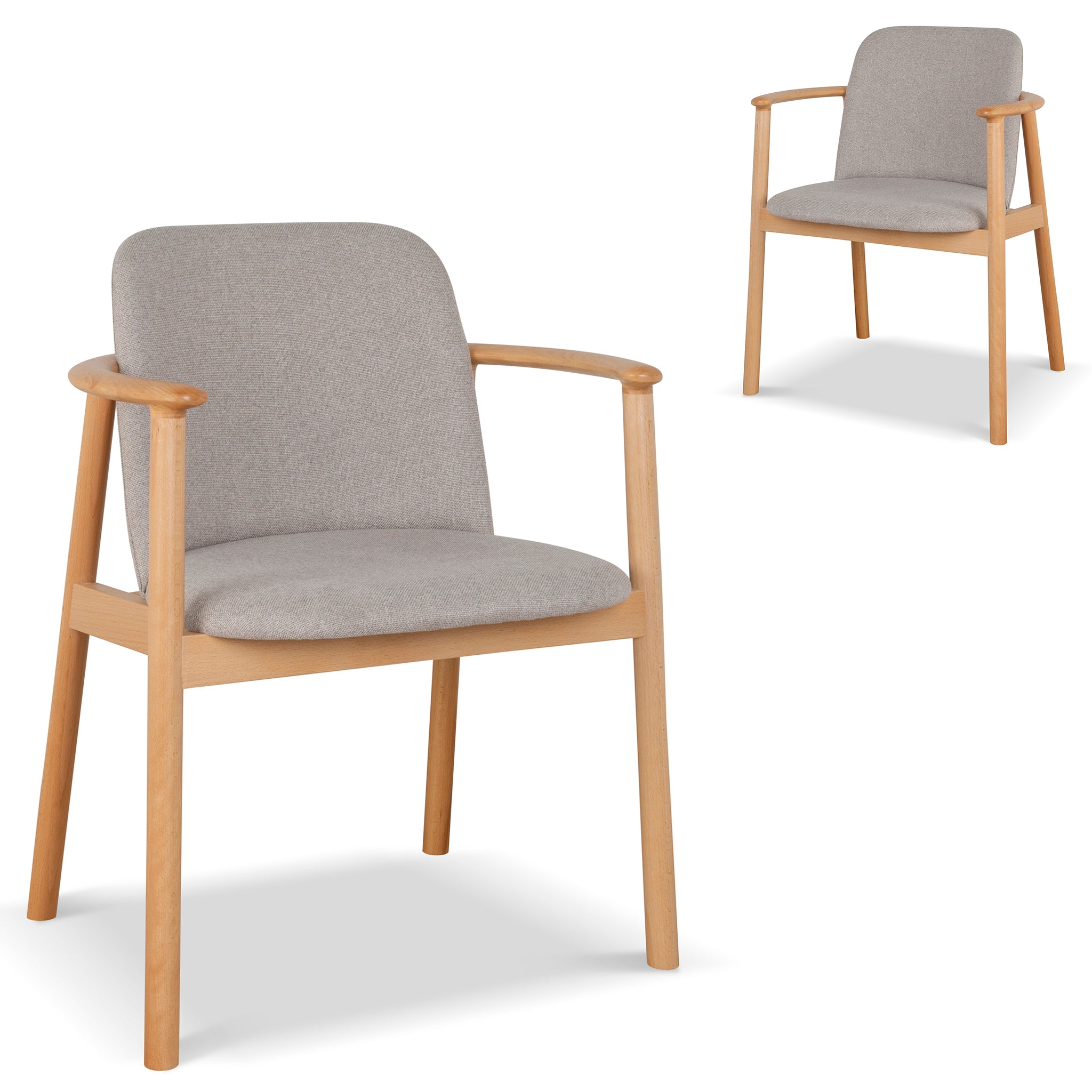 of 2 - CDC10055-SDx2 Natural Dining Armchair - Grey Seat