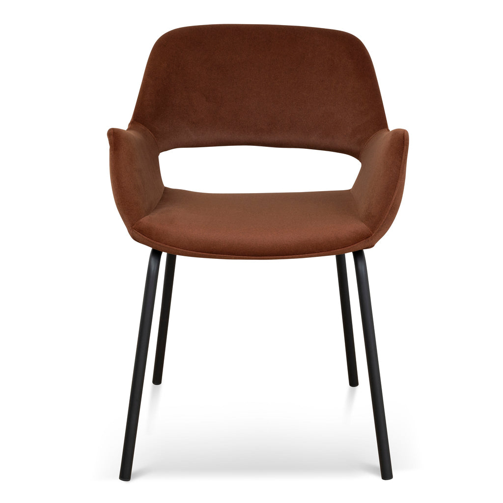 Black Verona Dining Chair - Burnt Brown Seat (Set of 2)