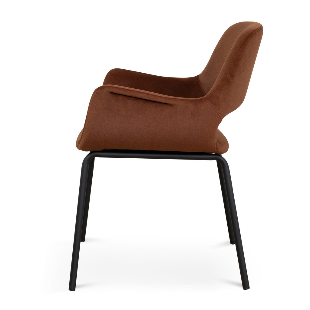 Black Verona Dining Chair - Burnt Brown Seat (Set of 2)