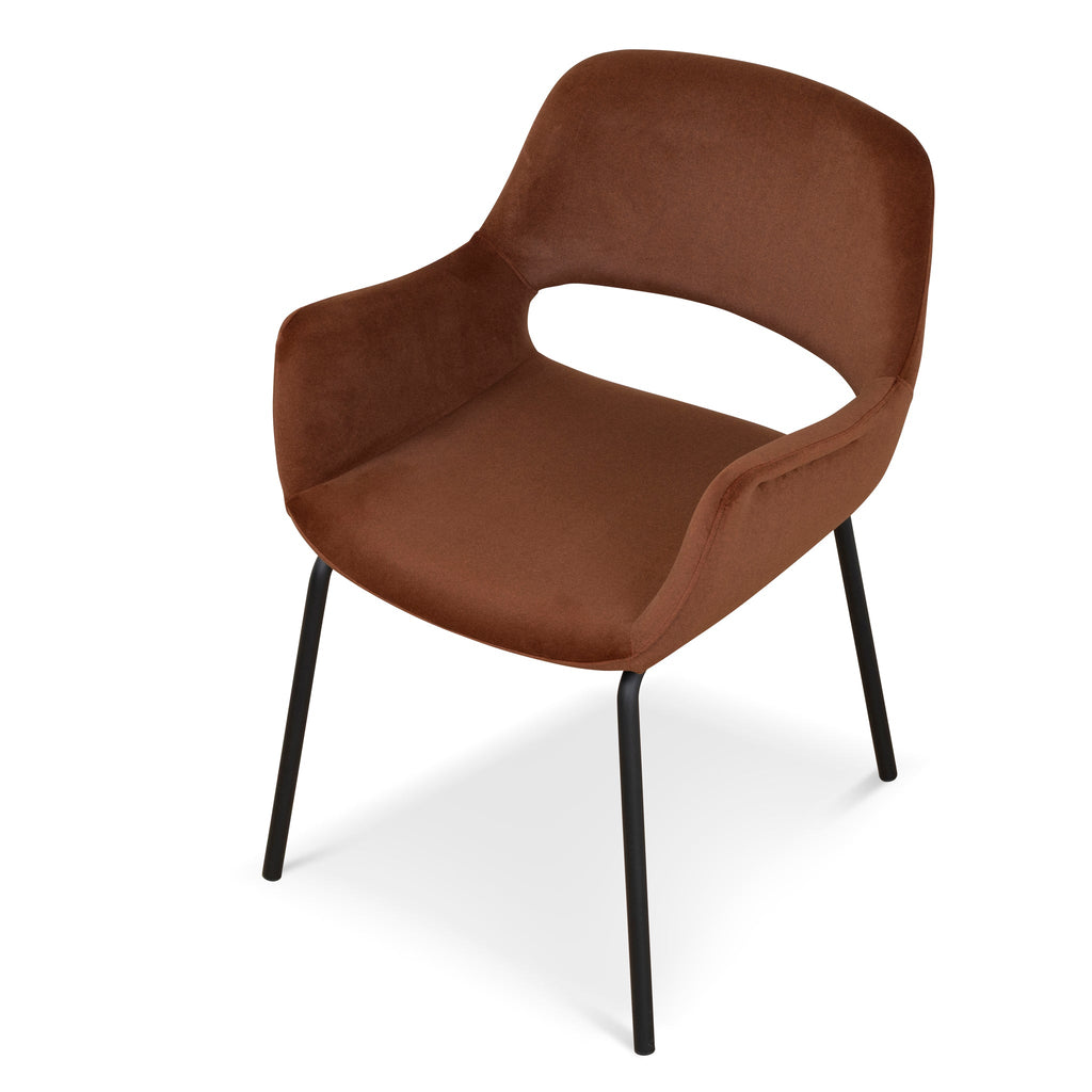 Black Verona Dining Chair - Burnt Brown Seat (Set of 2)