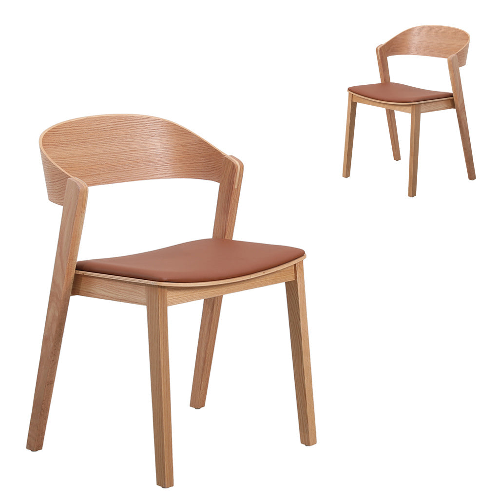 Natural Verona Dining Chair - Brown Seat (Set of 2)