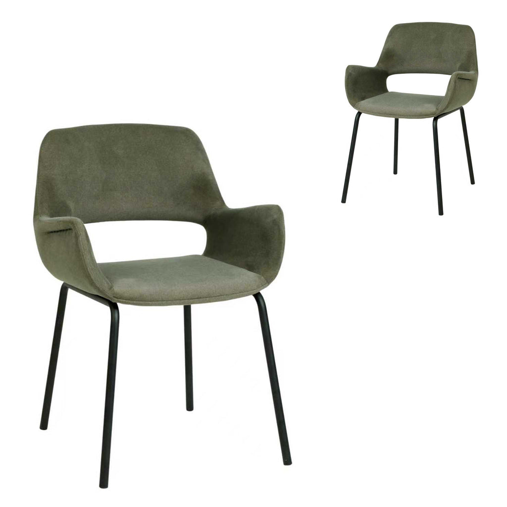 Black Verona Dining Chair - Dark Moss Green (Set of 2)