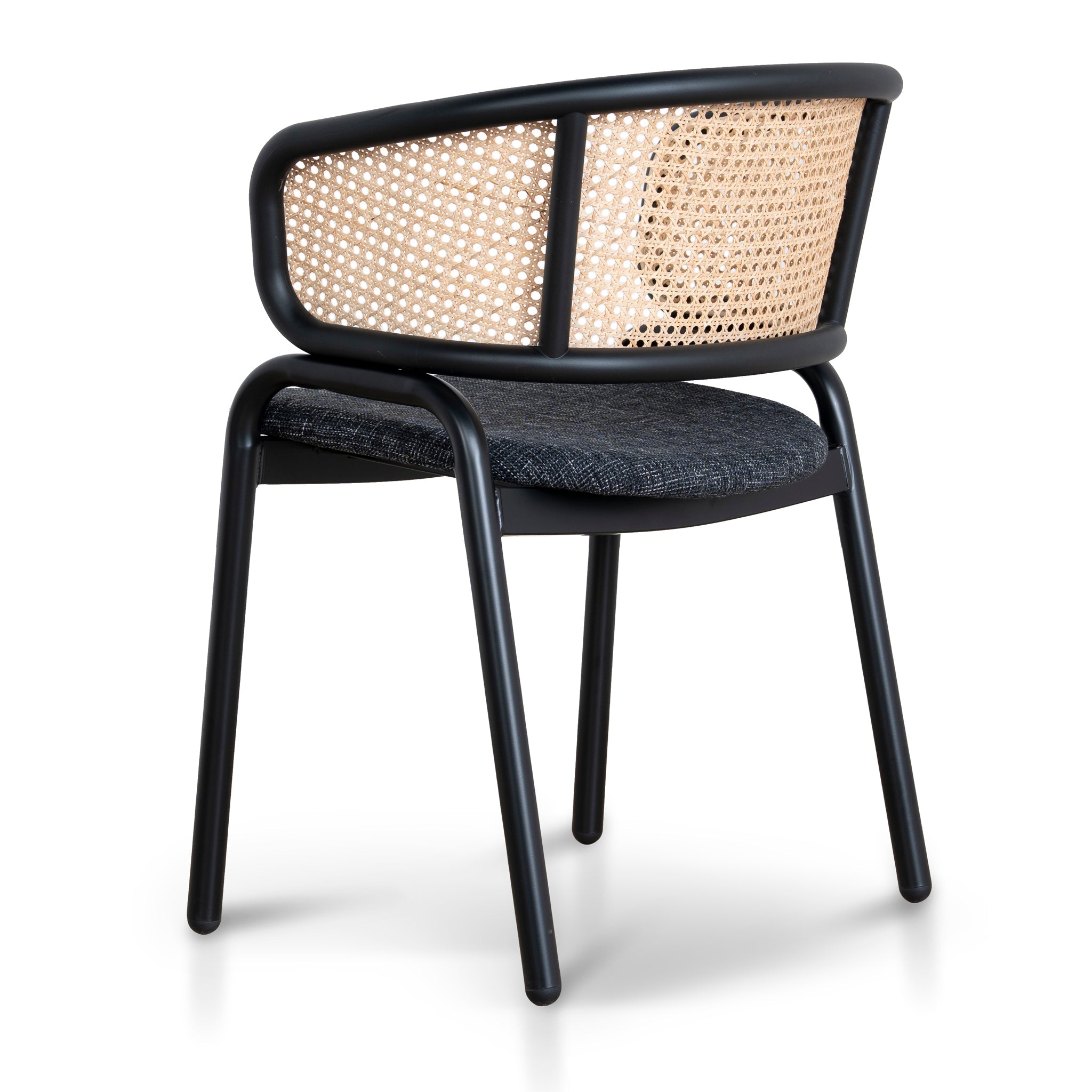 Fabric Verona Dining Chair - Dark Grey with Rattan Back (Set of 2)