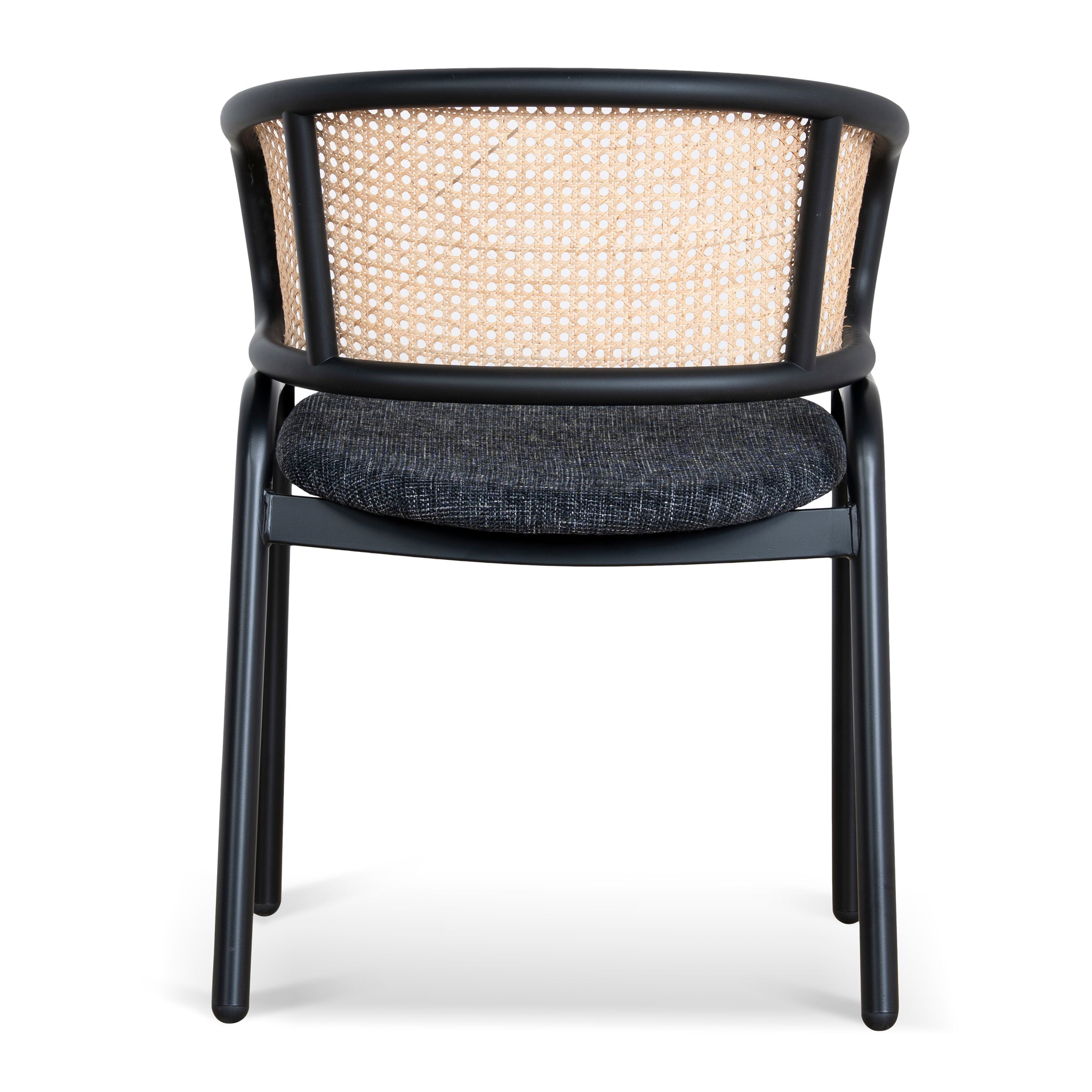 Fabric Verona Dining Chair - Dark Grey with Rattan Back (Set of 2)