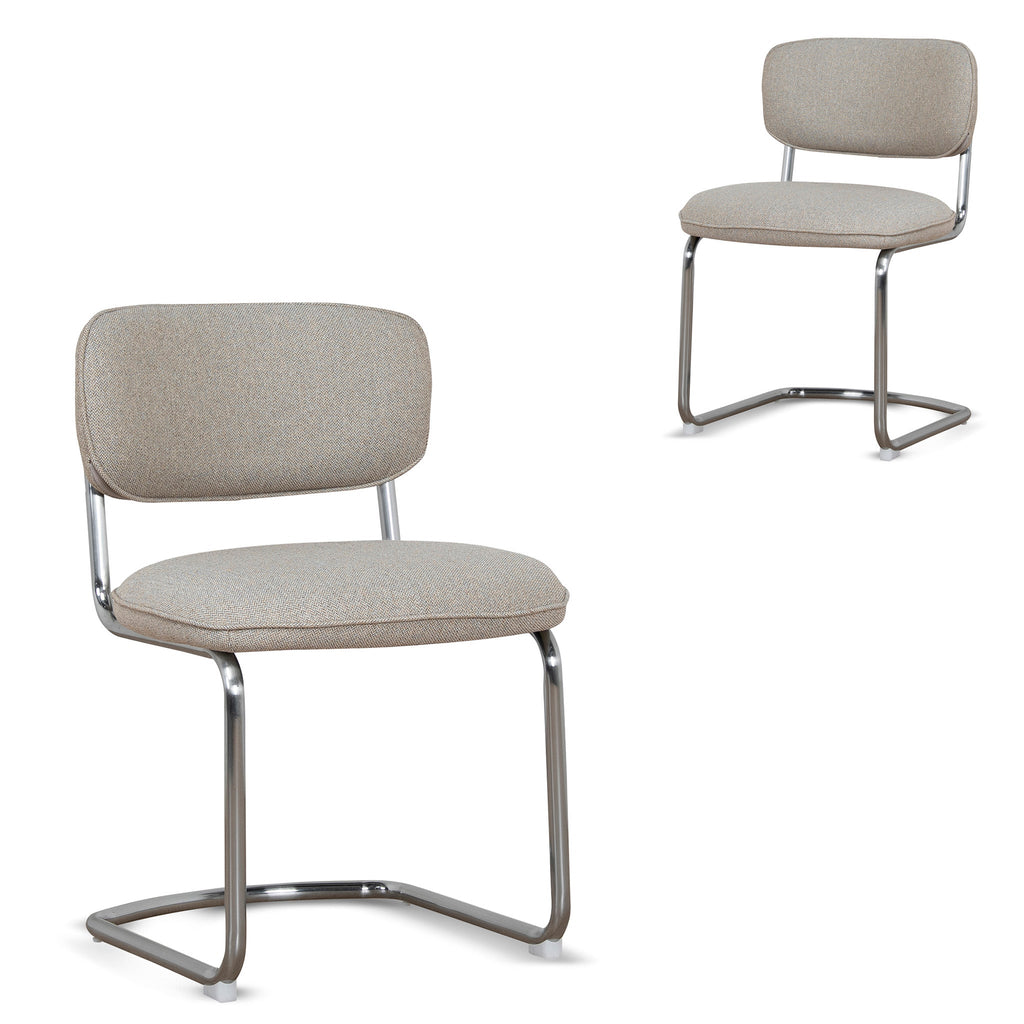 Chrome Verona Dining Chair - Henry Beige (Set of 2)