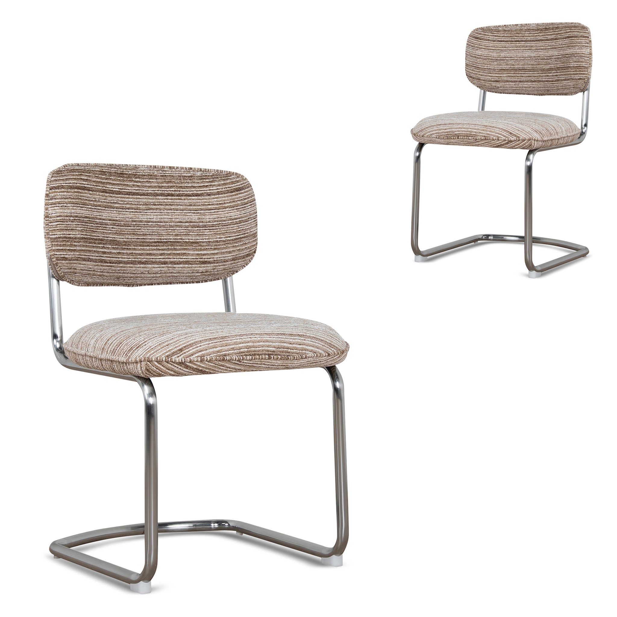 Chrome Verona Dining Chair - Coconut Stripe (Set of 2)