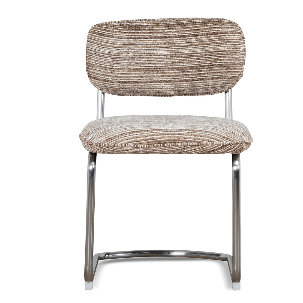 Chrome Verona Dining Chair - Coconut Stripe (Set of 2)