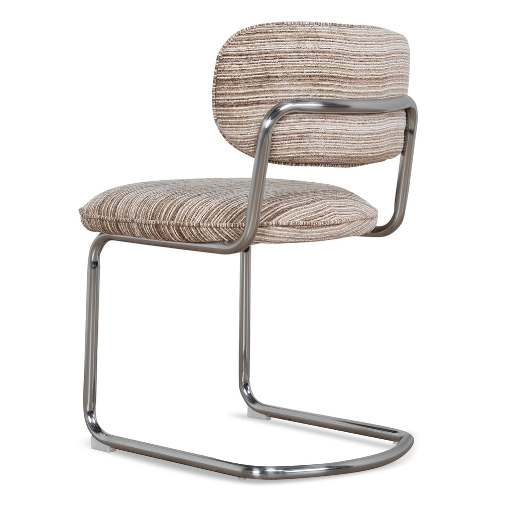 Chrome Verona Dining Chair - Coconut Stripe (Set of 2)