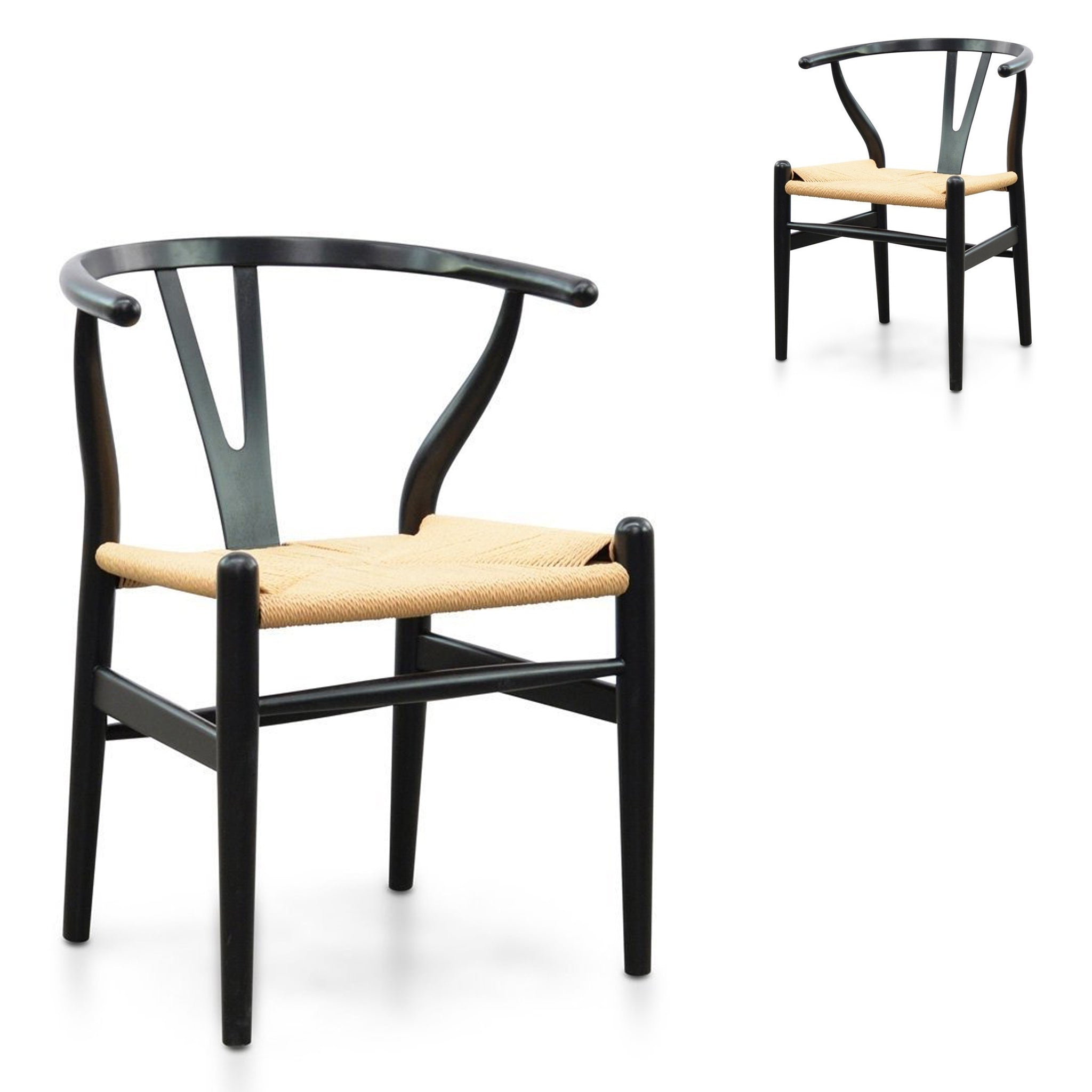 Verona Dining Chair - Black - Natural Seat (Set of 2)