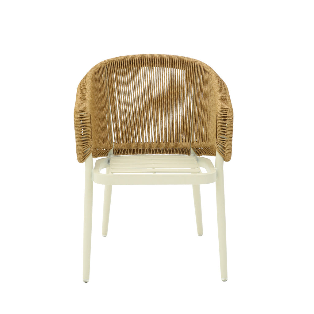 Natural Rattan Outdoor Verona Dining Chair - Beige Cushion