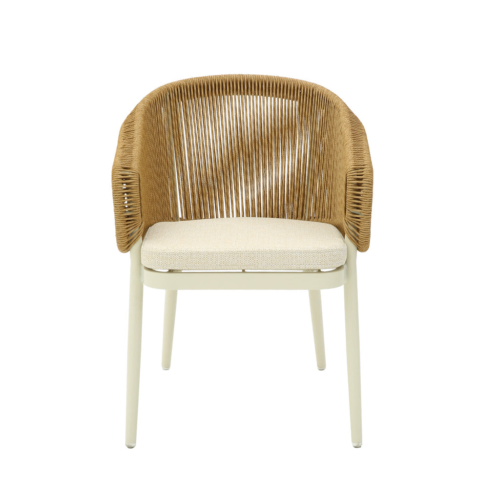 Natural Rattan Outdoor Verona Dining Chair - Beige Cushion