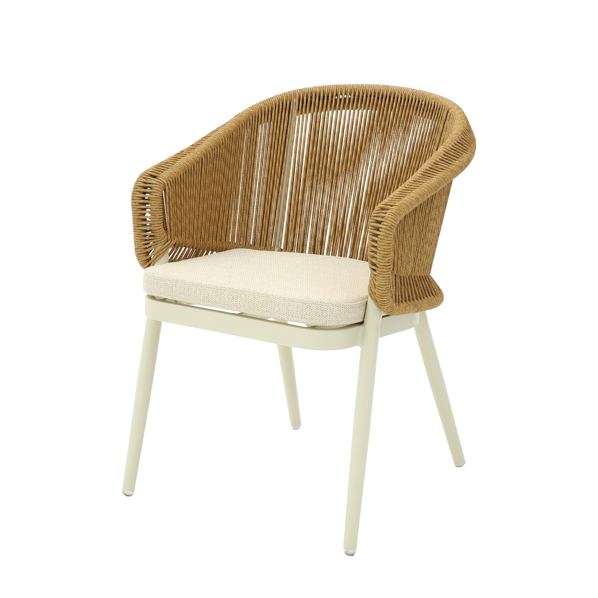 Natural Rattan Outdoor Verona Dining Chair - Beige Cushion