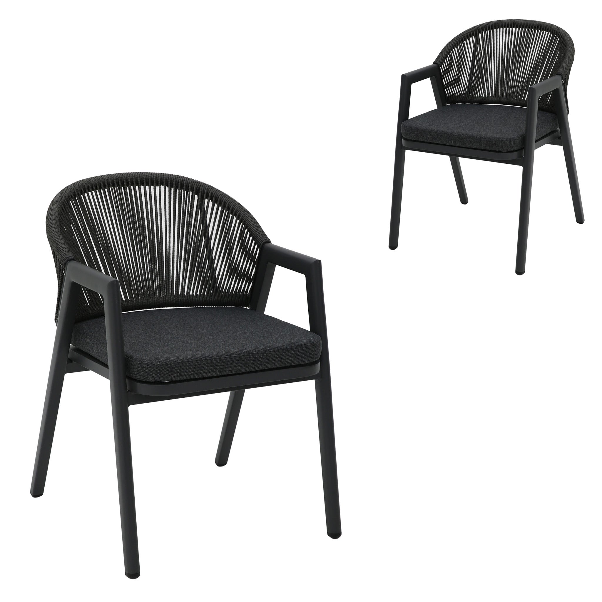 Dark Grey Rattan Outdoor Verona Dining Chair - Dark Grey Cushion (Set of 2)