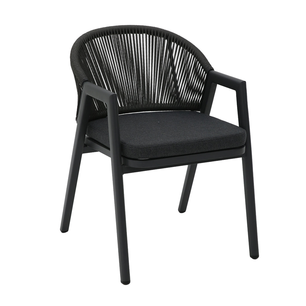 Dark Grey Rattan Outdoor Verona Dining Chair - Dark Grey Cushion (Set of 2)