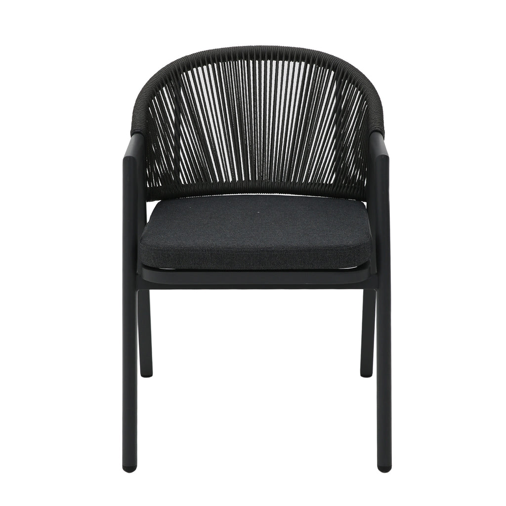 Dark Grey Rattan Outdoor Verona Dining Chair - Dark Grey Cushion (Set of 2)