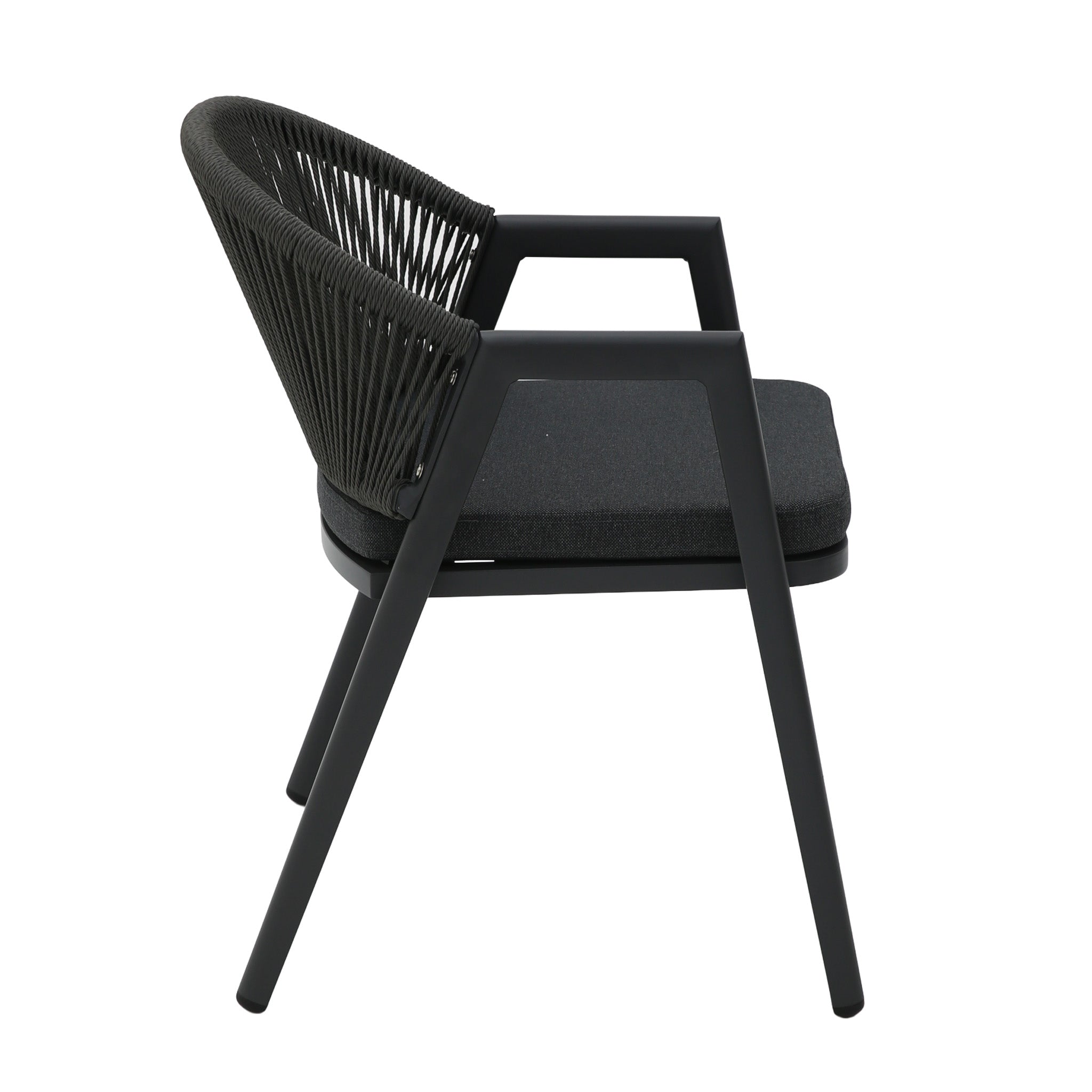 Dark Grey Rattan Outdoor Verona Dining Chair - Dark Grey Cushion (Set of 2)