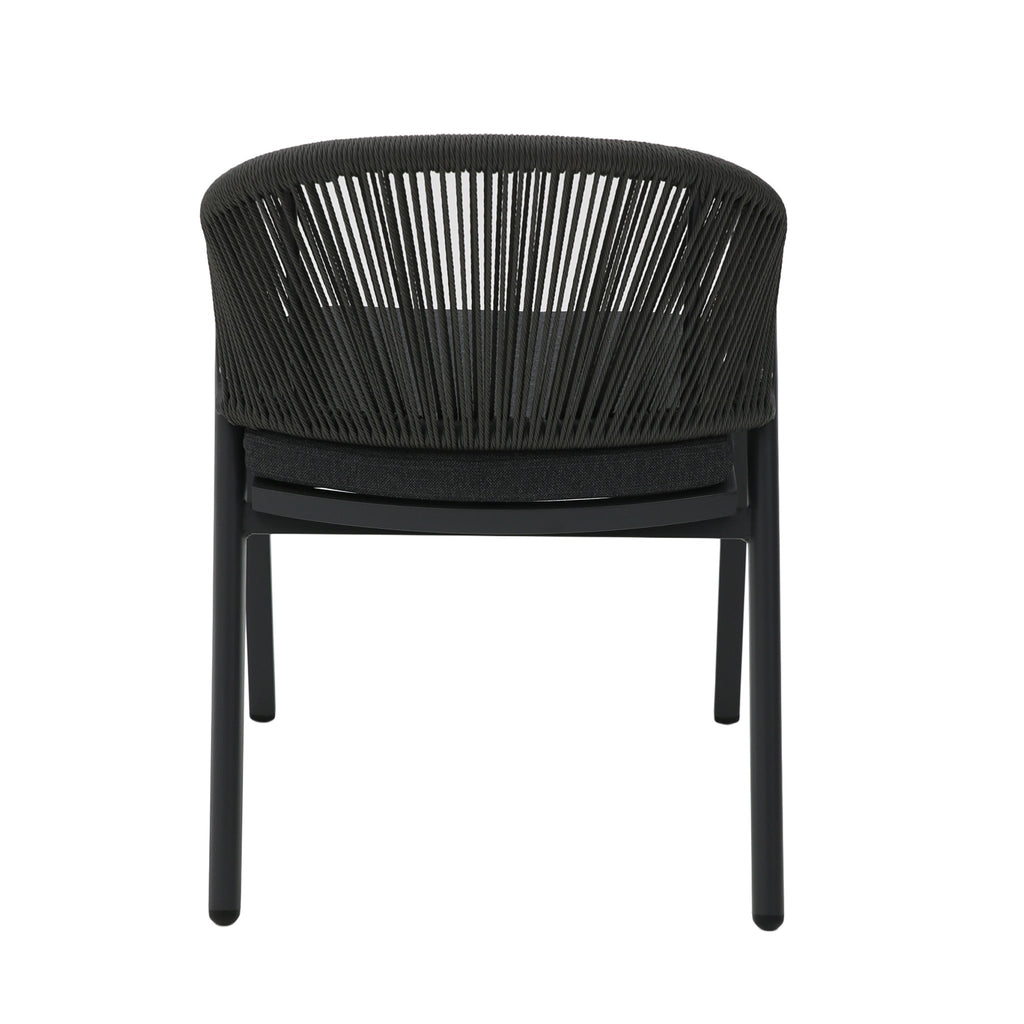 Dark Grey Rattan Outdoor Verona Dining Chair - Dark Grey Cushion (Set of 2)
