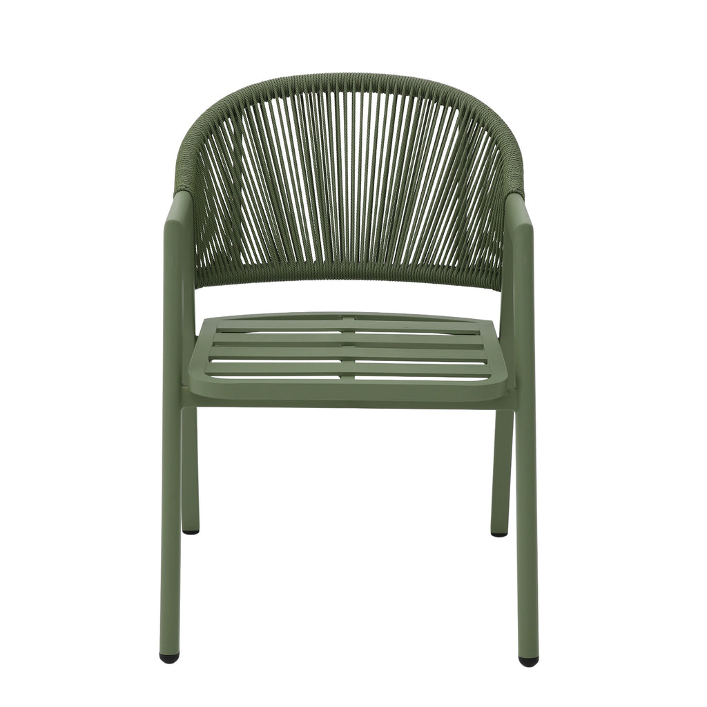 Green Rattan Outdoor Verona Dining Chair - Sand Green Cushion (Set of 2)