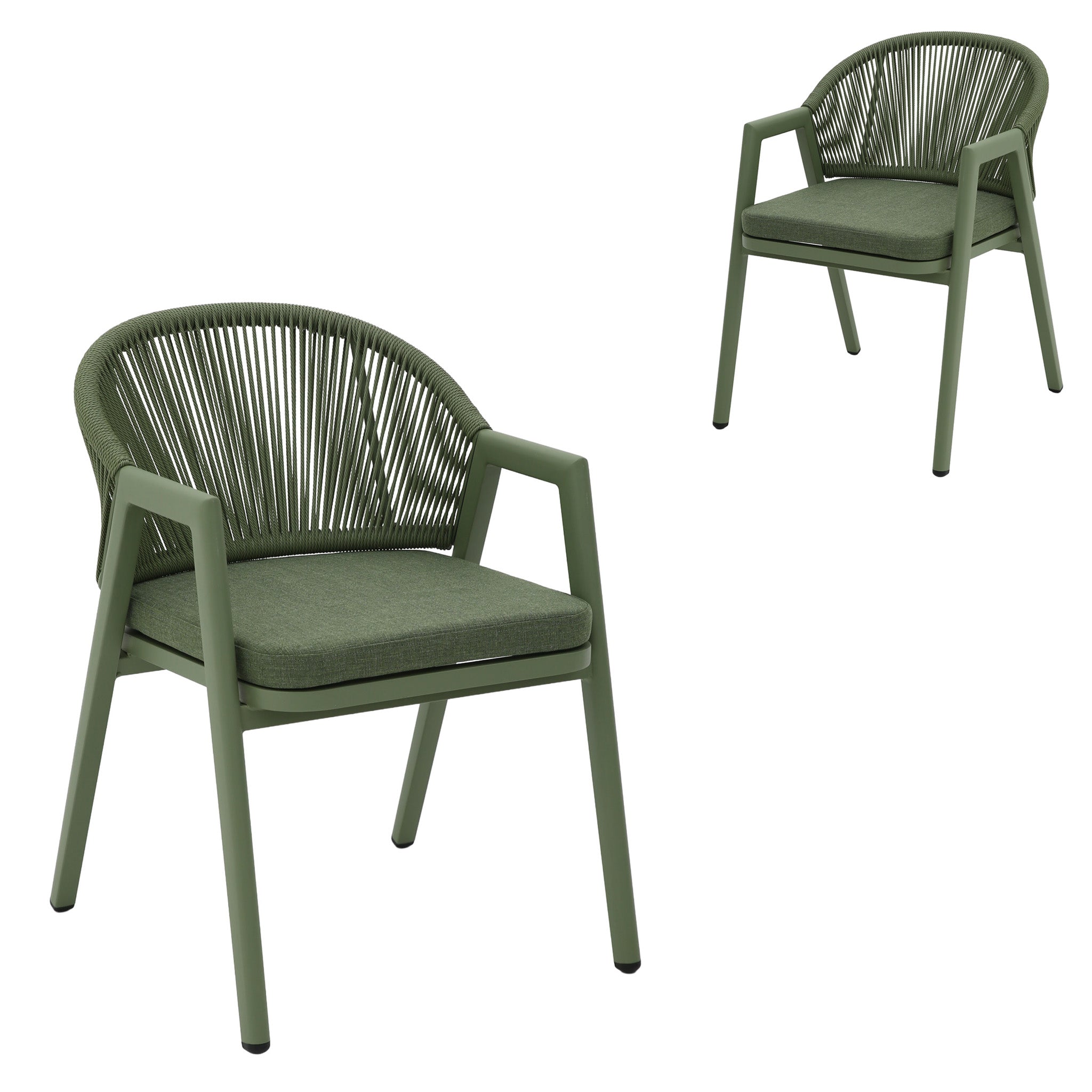 Green Rattan Outdoor Verona Dining Chair - Sand Green Cushion (Set of 2)