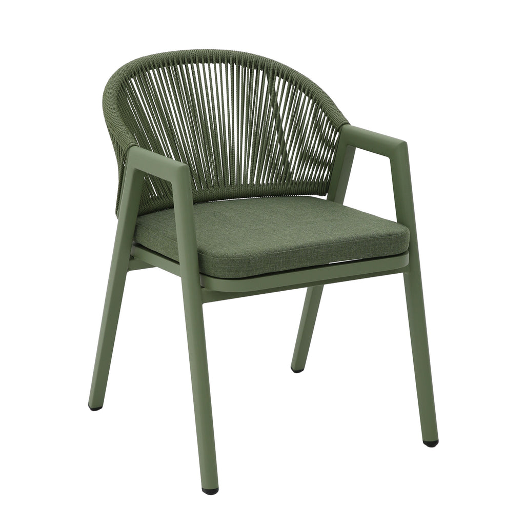 Green Rattan Outdoor Verona Dining Chair - Sand Green Cushion (Set of 2)