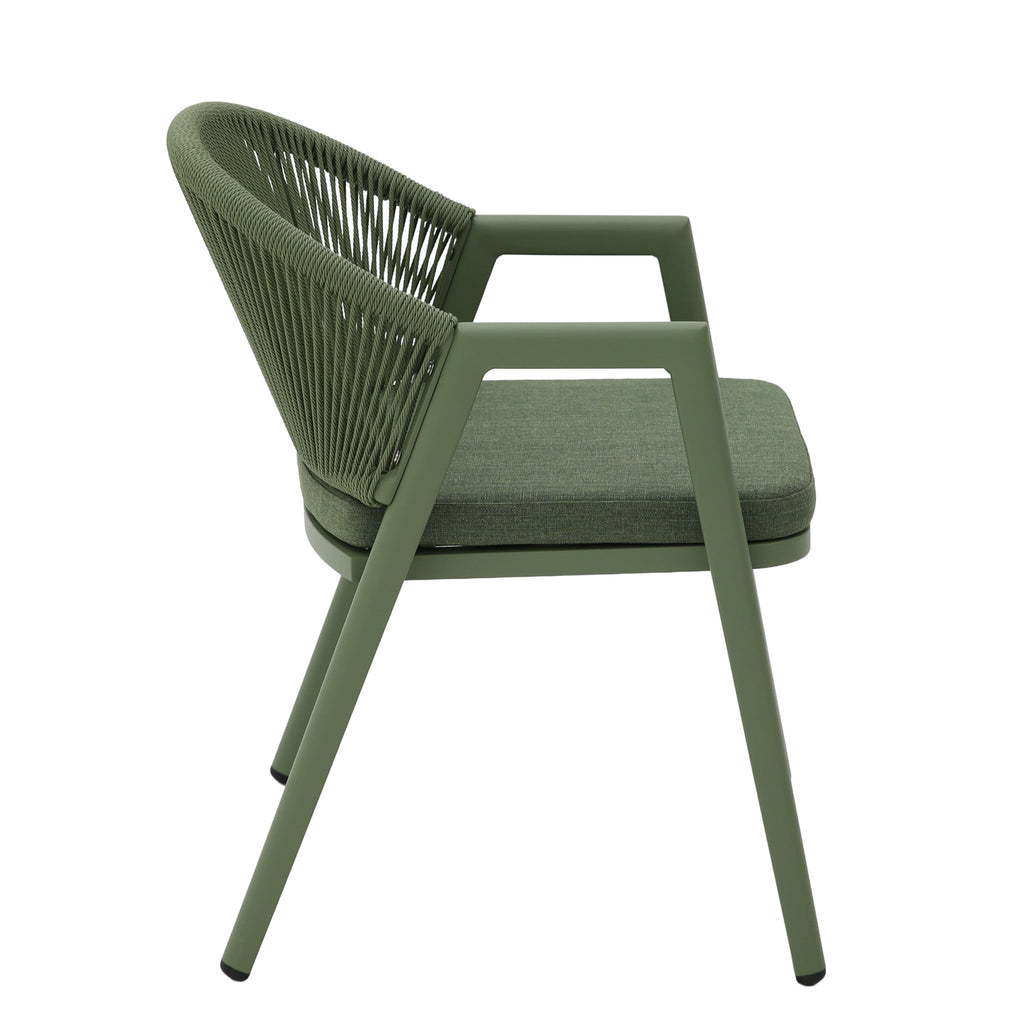 Green Rattan Outdoor Verona Dining Chair - Sand Green Cushion (Set of 2)