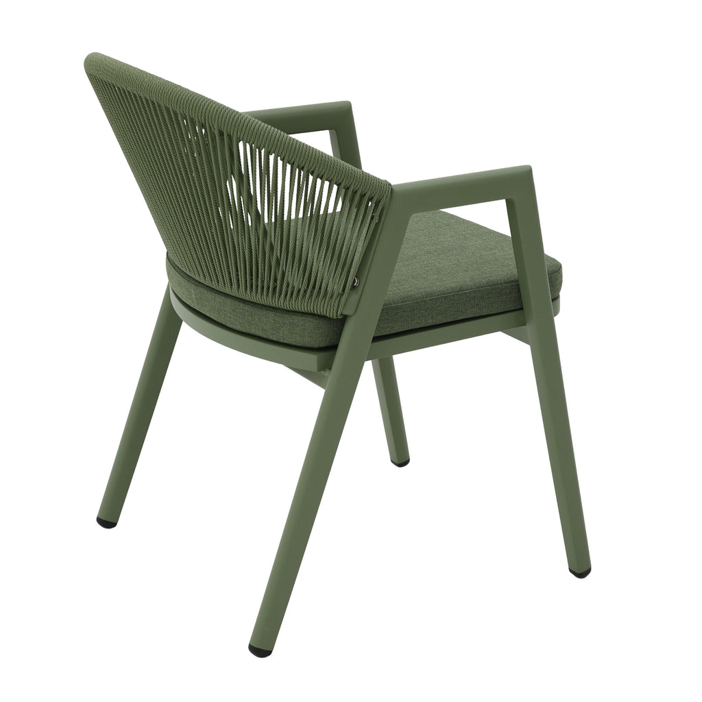 Green Rattan Outdoor Verona Dining Chair - Sand Green Cushion (Set of 2)