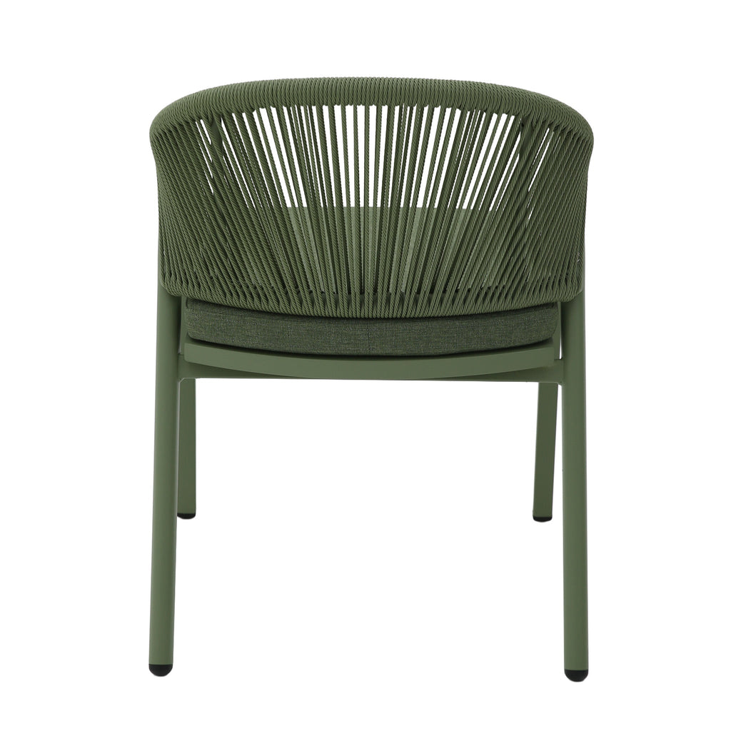 Green Rattan Outdoor Verona Dining Chair - Sand Green Cushion (Set of 2)