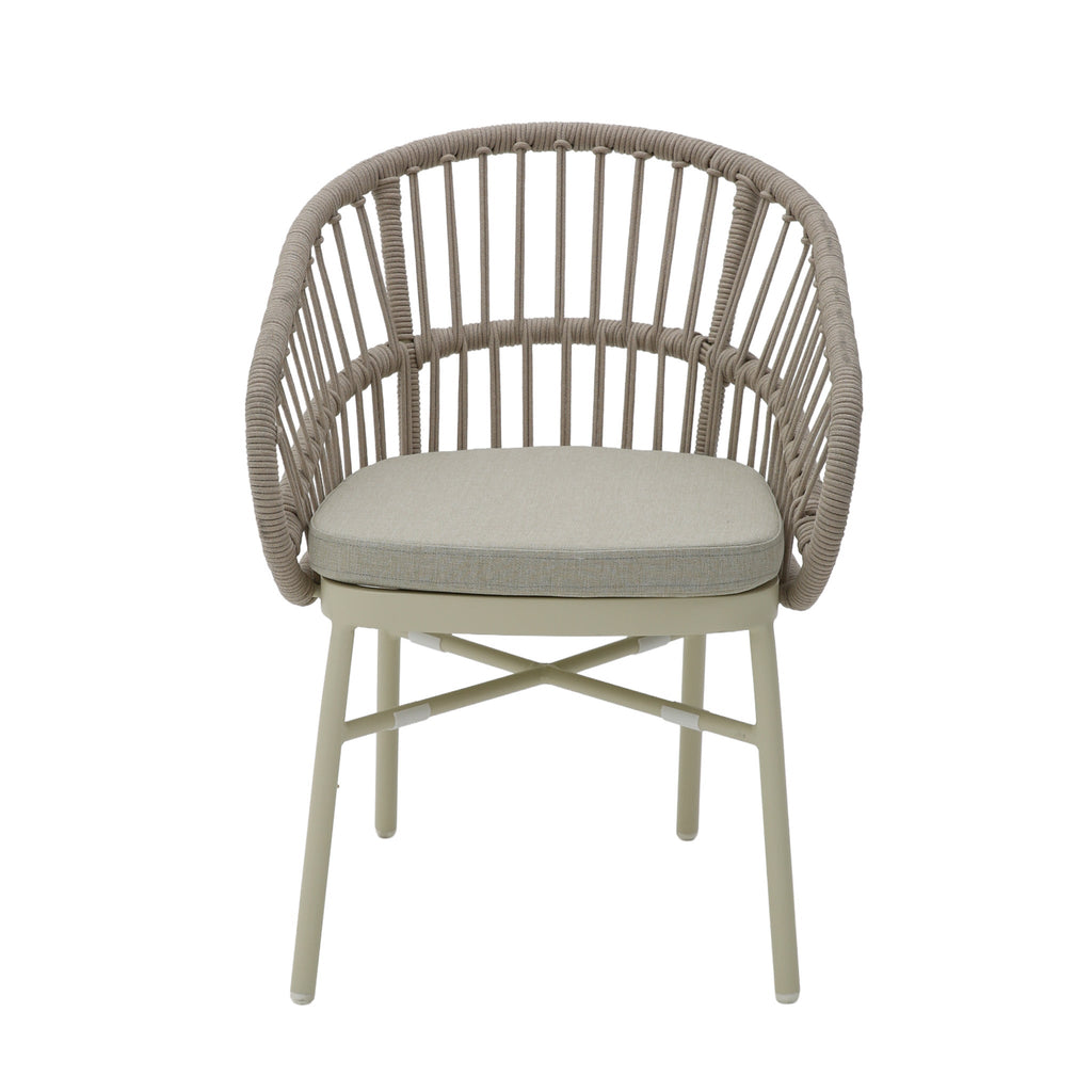 Taupe Rattan Outdoor Verona Dining Chair - Beige Cushion (Set of 2)